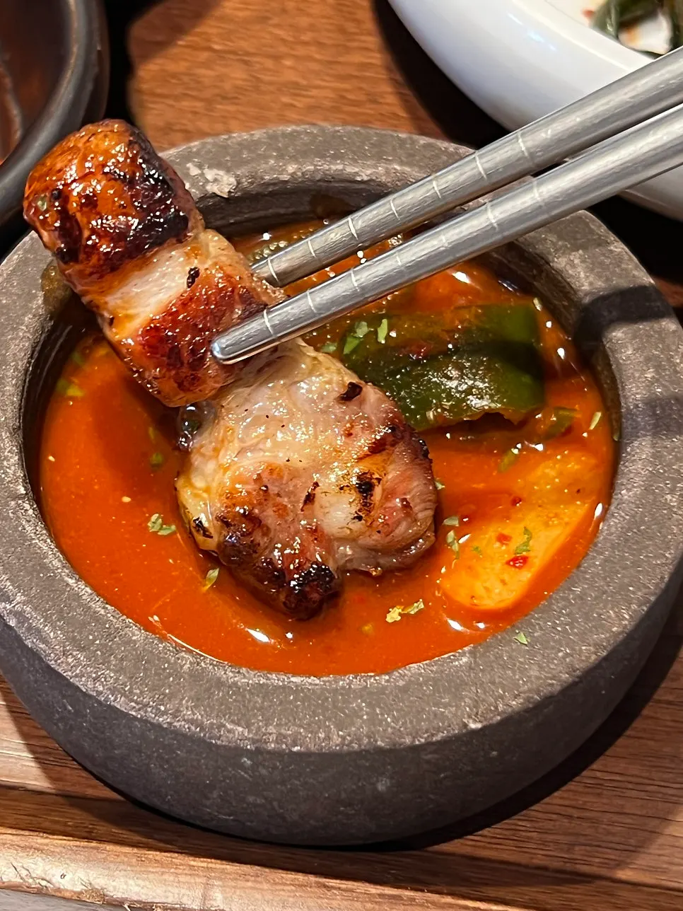 함께 구운 야채와 삼겹살
