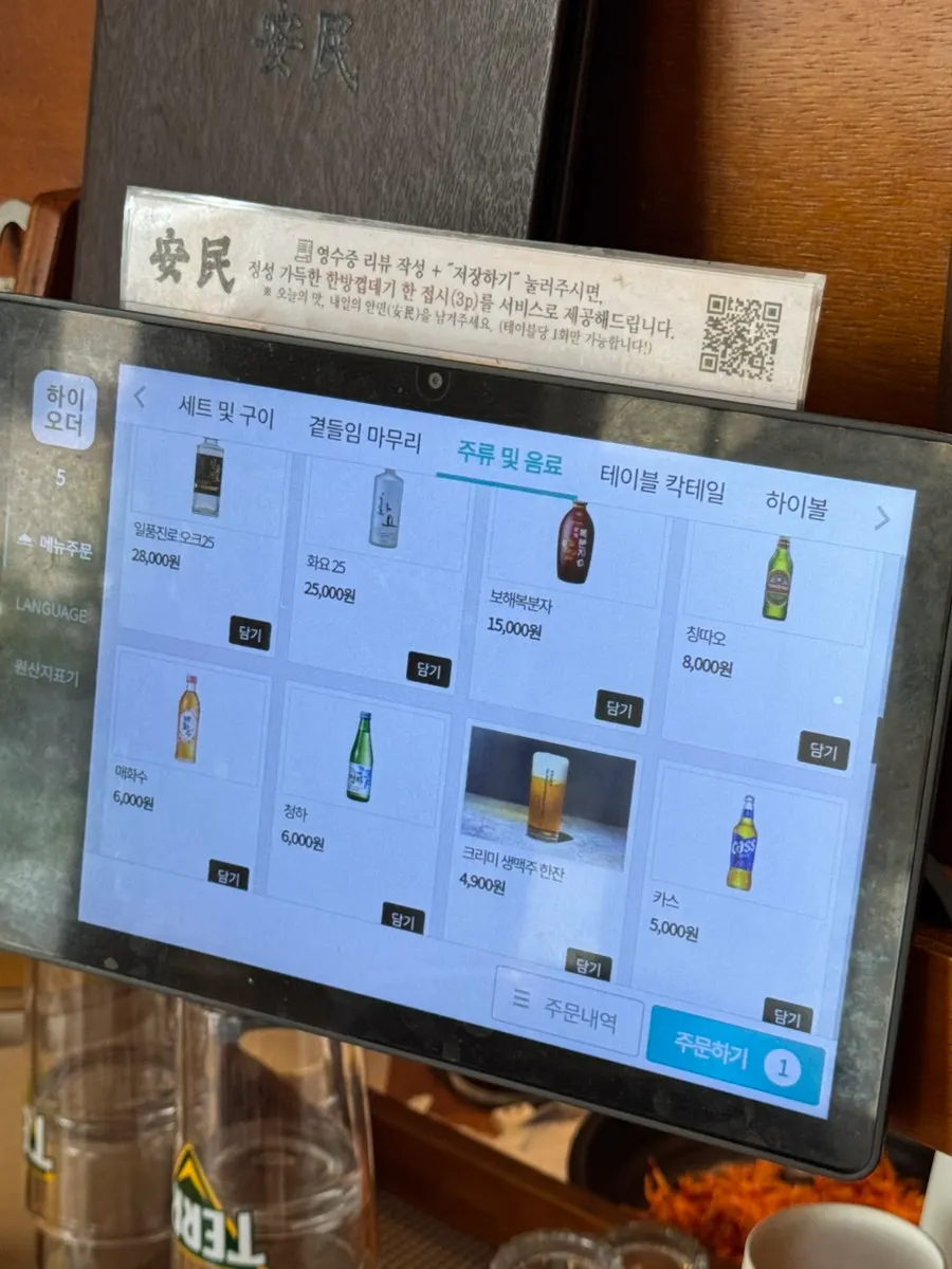 List of meal menu items at Anmin Yulha