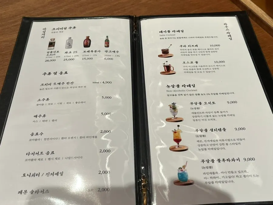 Side dish menu board at Anmin Yullyang
