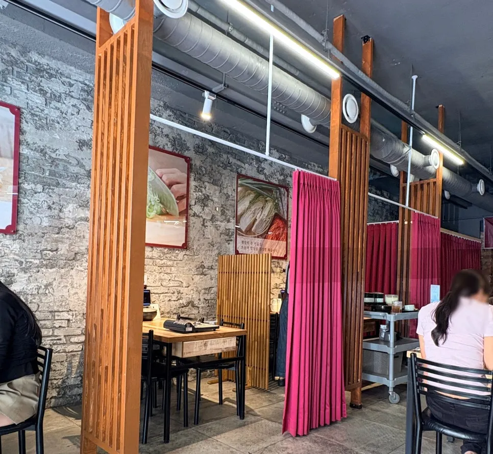 Clean interior view of the Korean restaurant