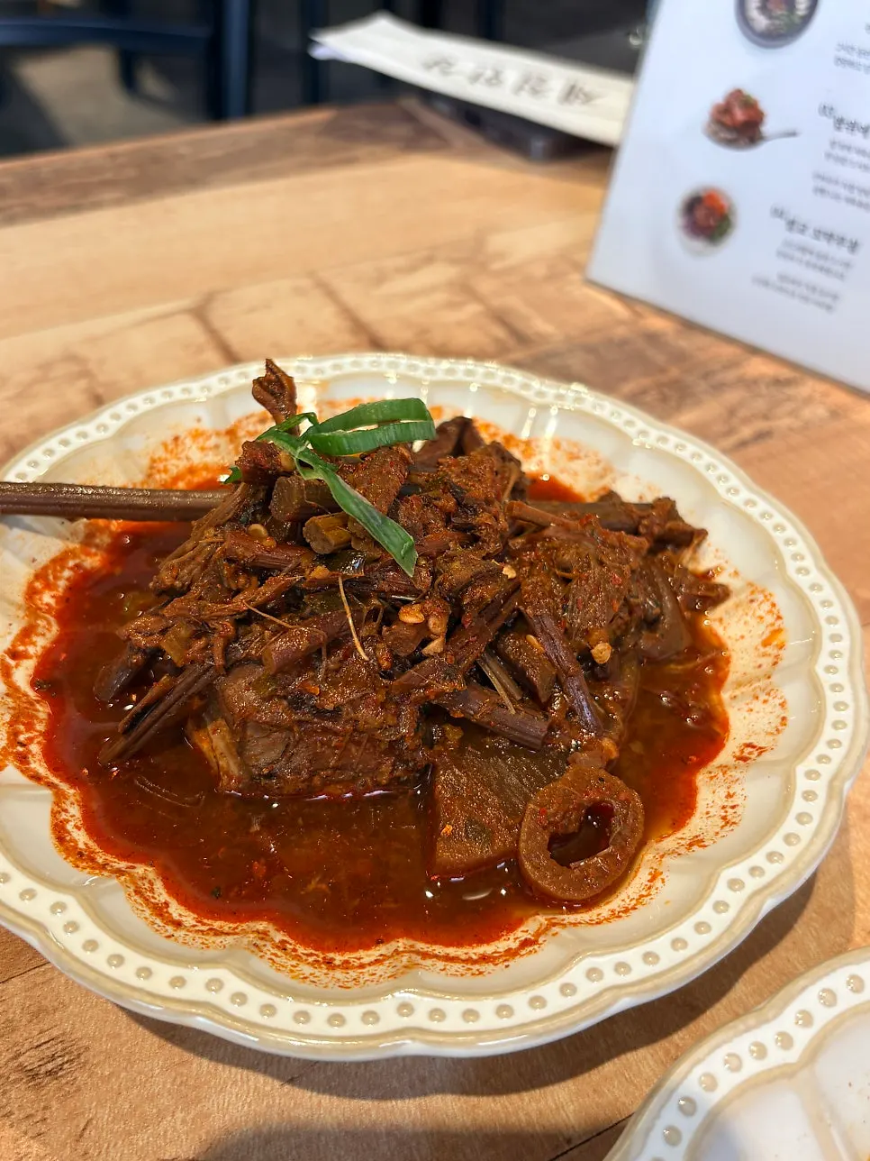 Braised mackerel served as part of the set