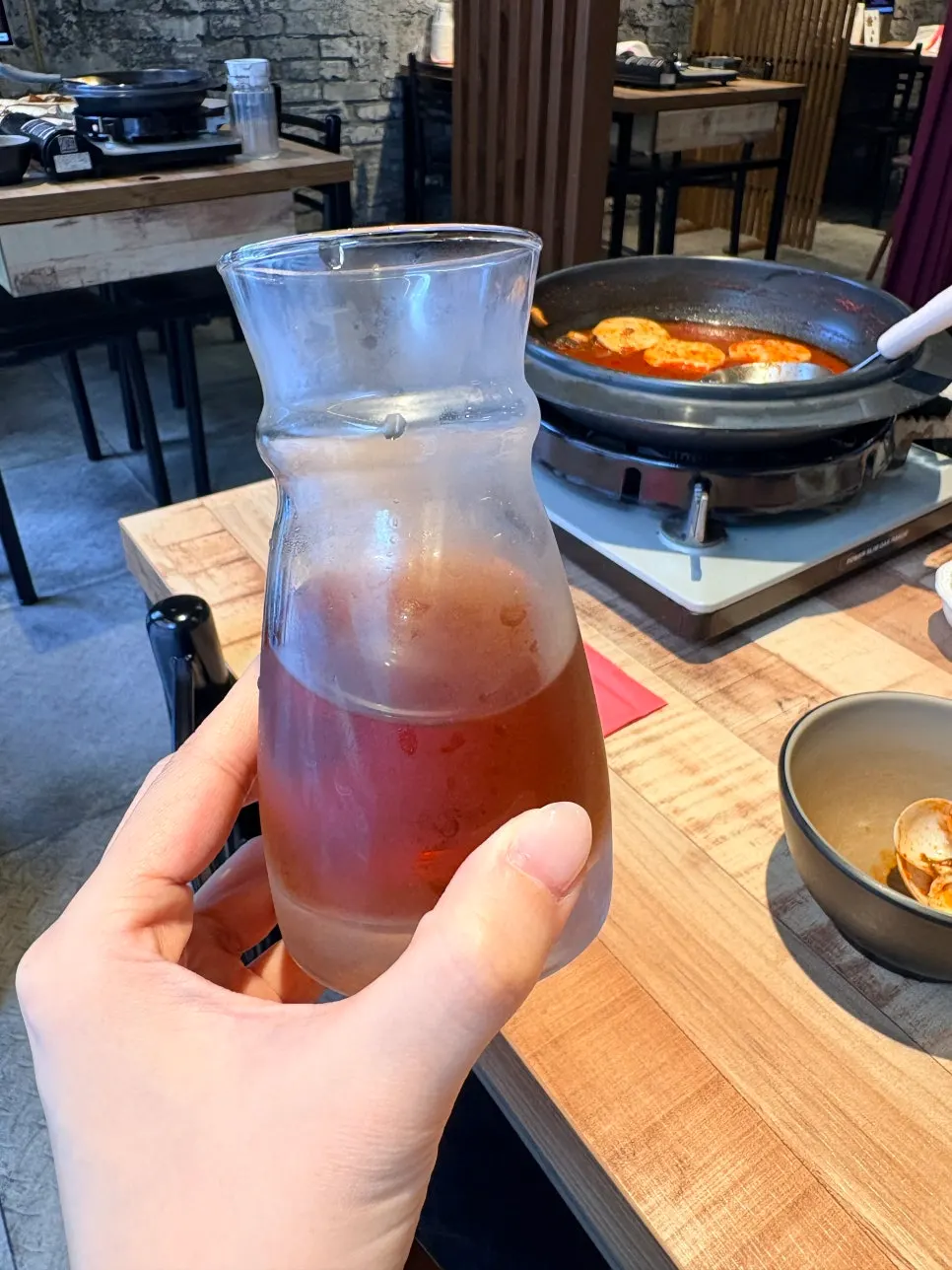 Plum tea served as dessert after the meal
