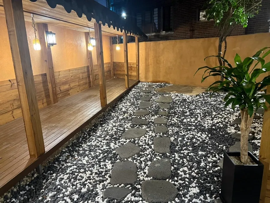 Neat, tidy interior of Anok Korean restaurant