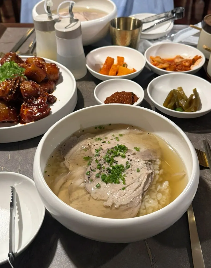 Meat from Anok's clear gomtang eaten with rice