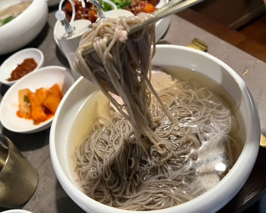 Anok's Pyongyang naengmyeon topped with meat
