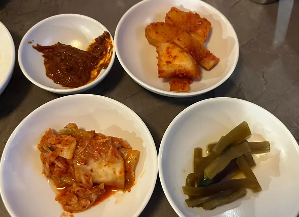 Basic banchan side dishes served at Anok Hongdae
