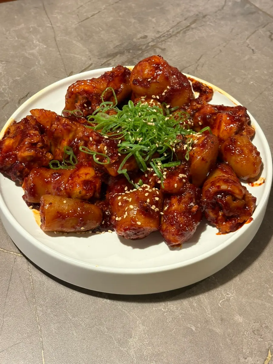 Three dishes served together at Anok