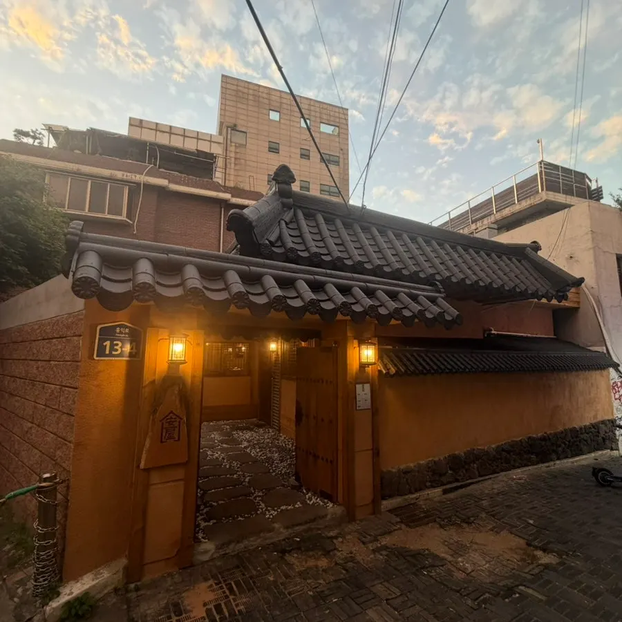 Tiled-roof exterior of Anok in Hongdae