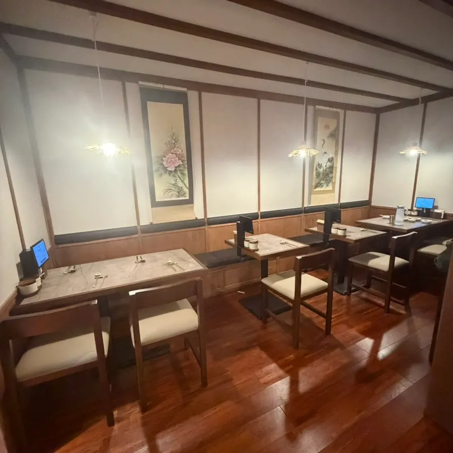Anok's dining hall with wood interior details