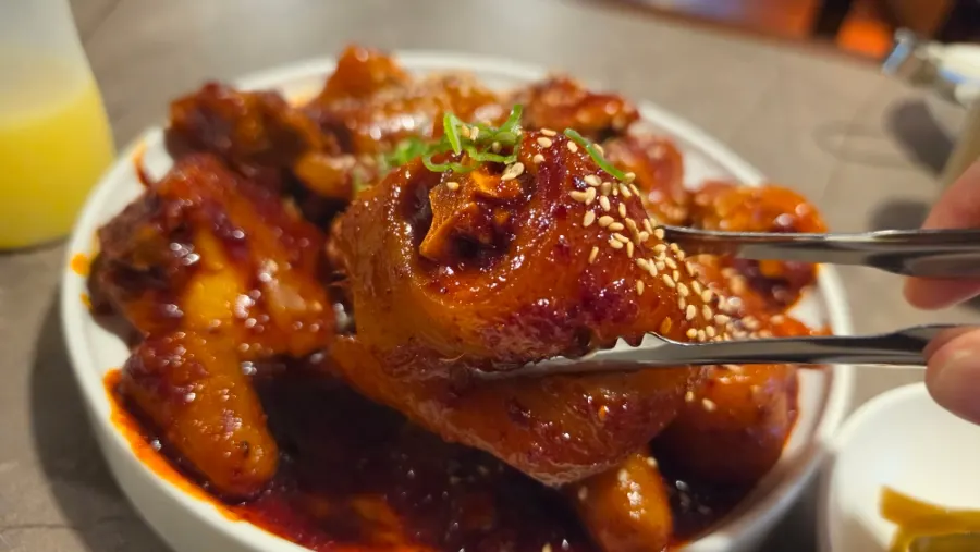 Close-up of the glossy seasoned ox tail dish