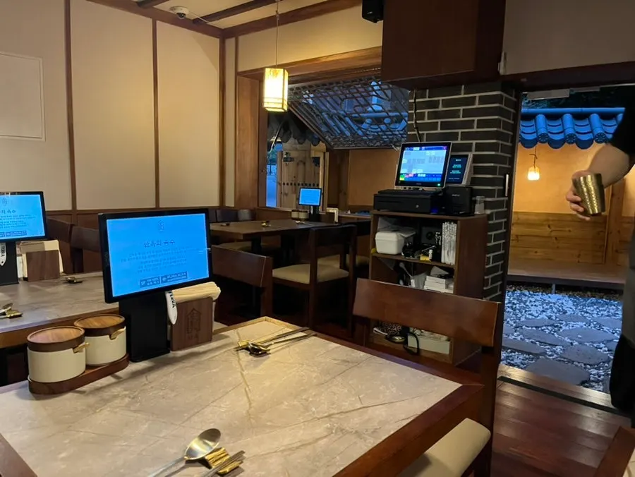 Table seating and hanok atmosphere at Anok