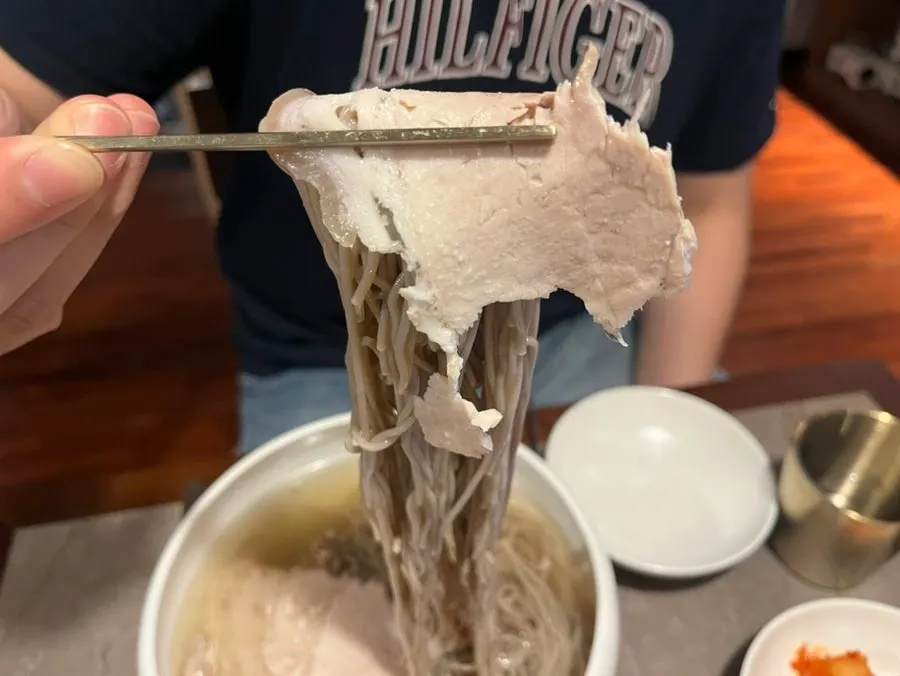 A bowl of water-style Pyongyang naengmyeon at Anok
