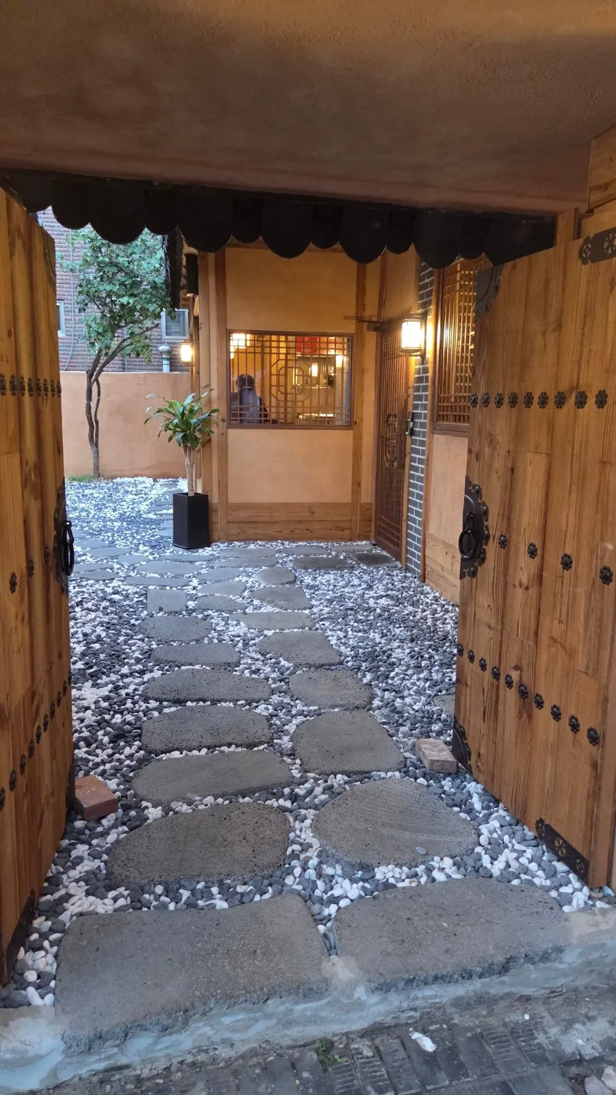 Entrance to Anok, a hanok restaurant in a Hongdae alley