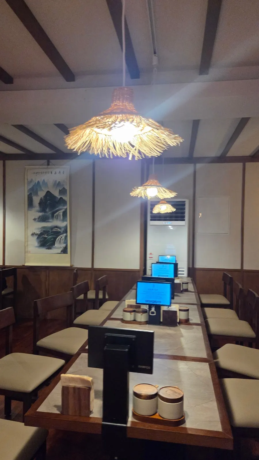 Tablet ordering screen on the table at Anok