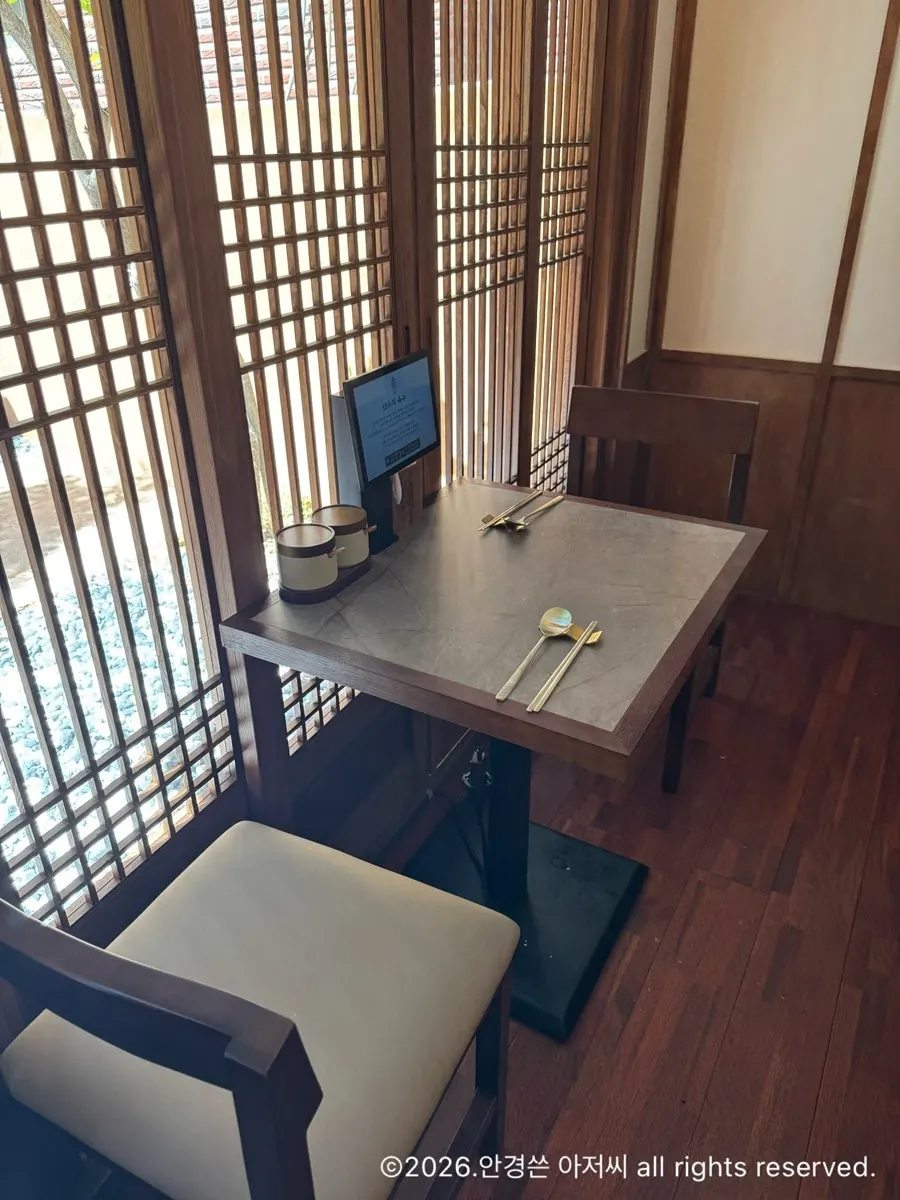 Anok's hanok courtyard at the top of the stairs