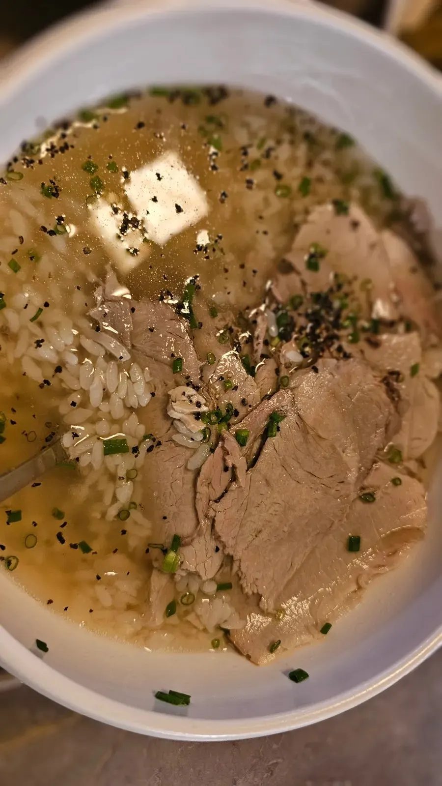 Rice mixed into gomtang broth