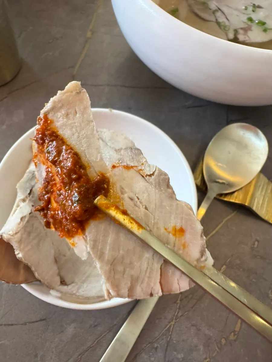 Anok lunch table set with pork tail jjim