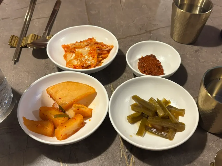 A full spread of Anok's side dishes