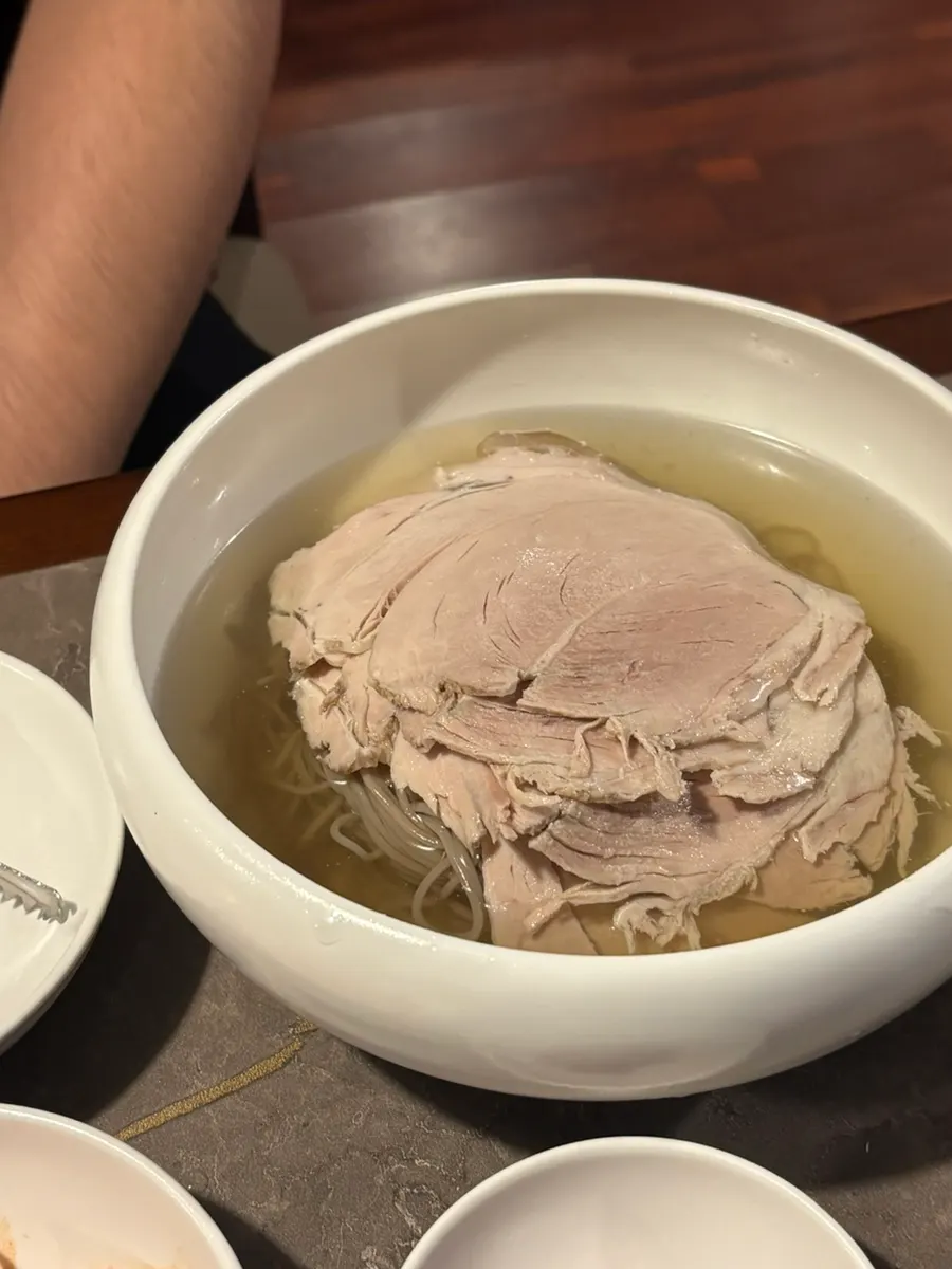 A bowl of Anok's buckwheat Pyeongyang naengmyeon