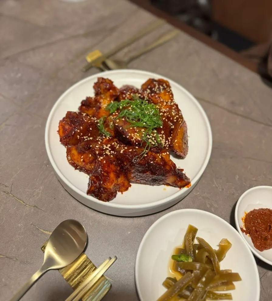 Close-up of seasoned pork tail jjim