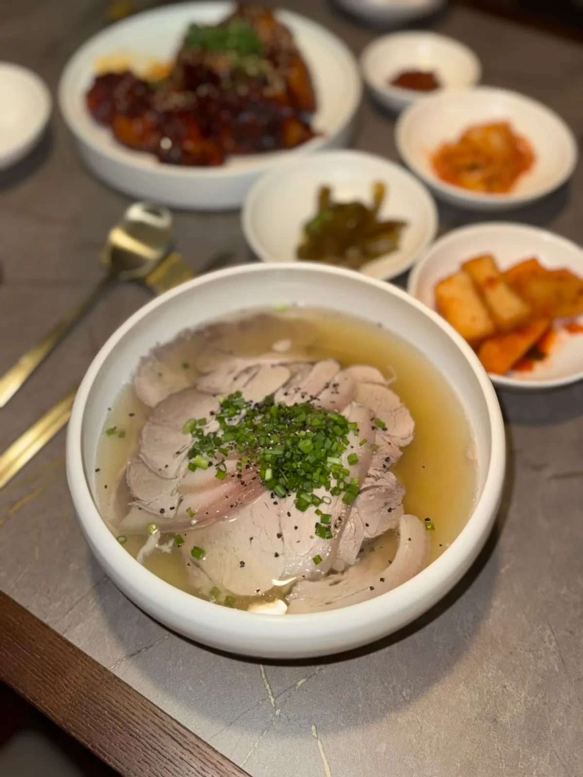 A bowl of Anok's pork gukbap
