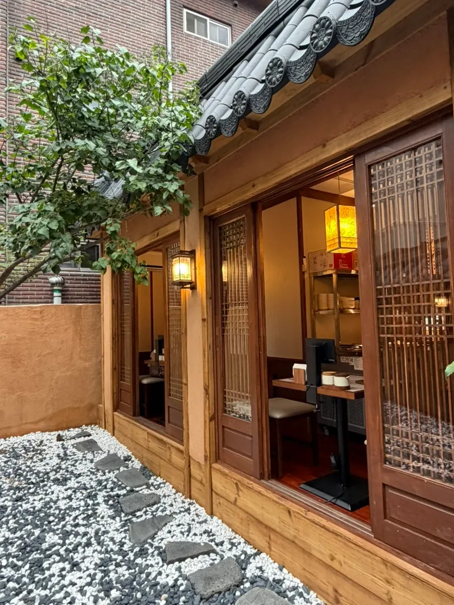 View of Anok's hanok courtyard and building