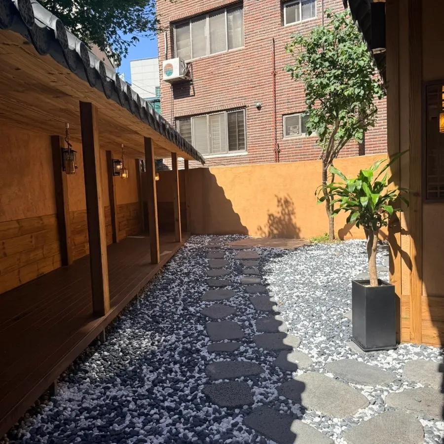 Full view of the entrance to Anok's hanok building
