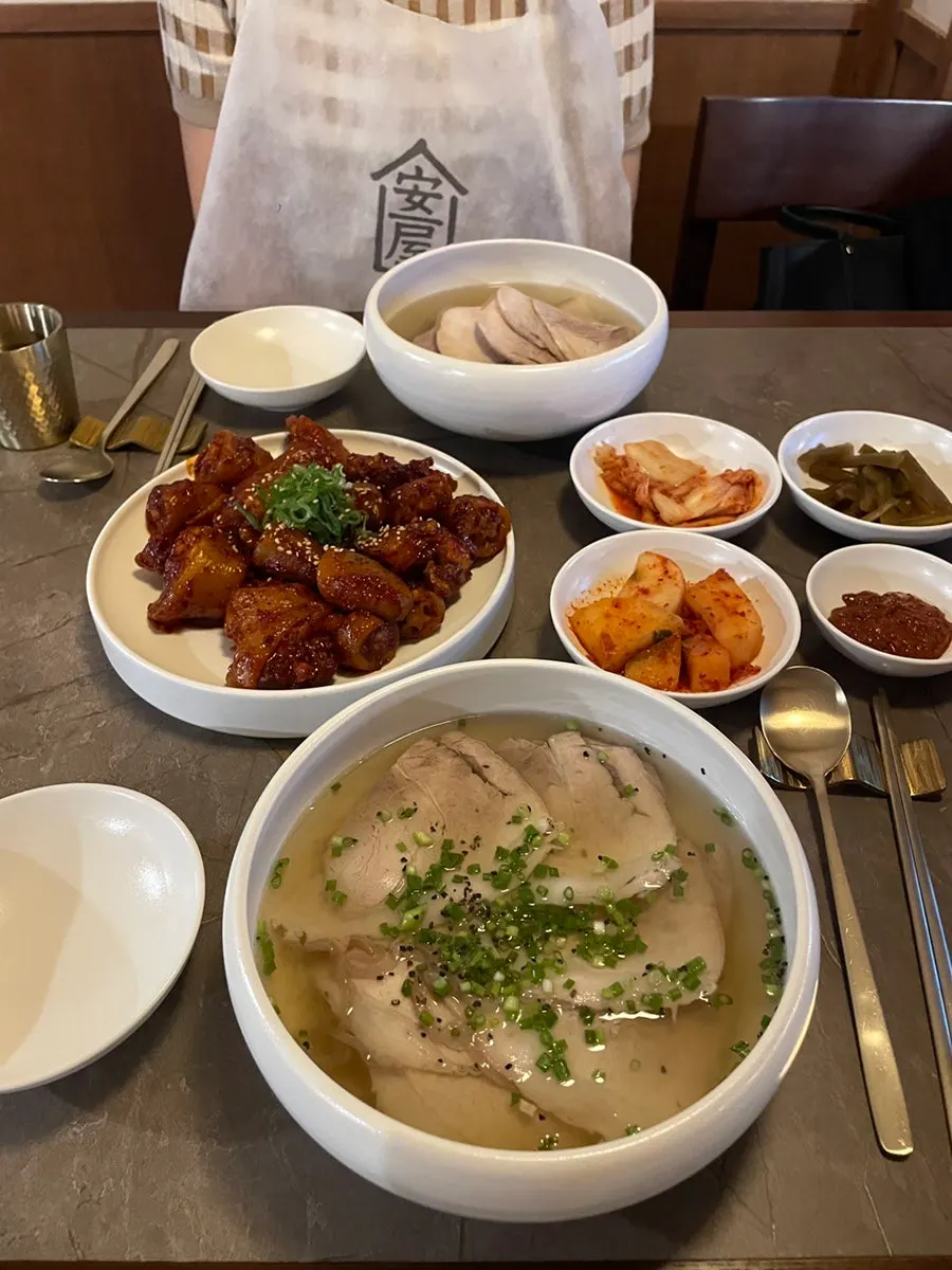 Full table setting with all dishes at Anok