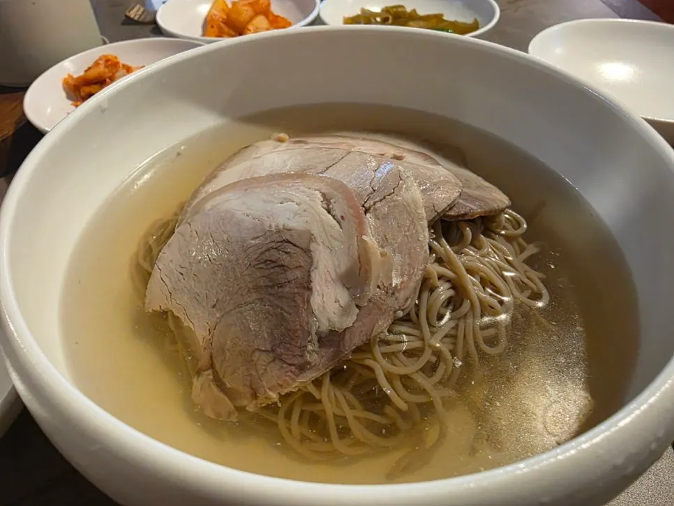 Anok's Pyongyang naengmyeon piled high with meat toppings