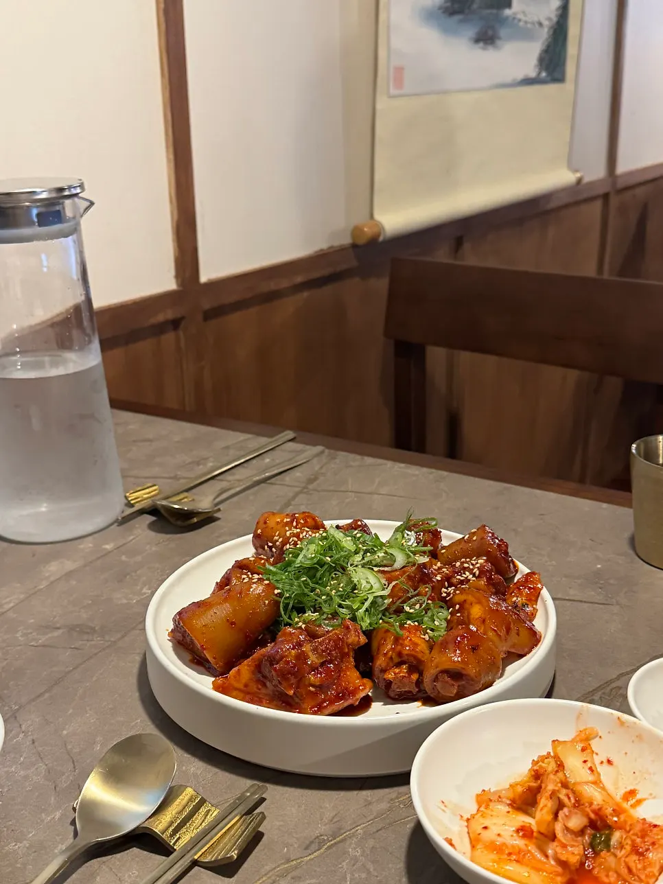 Table set with the dishes ordered at Anok