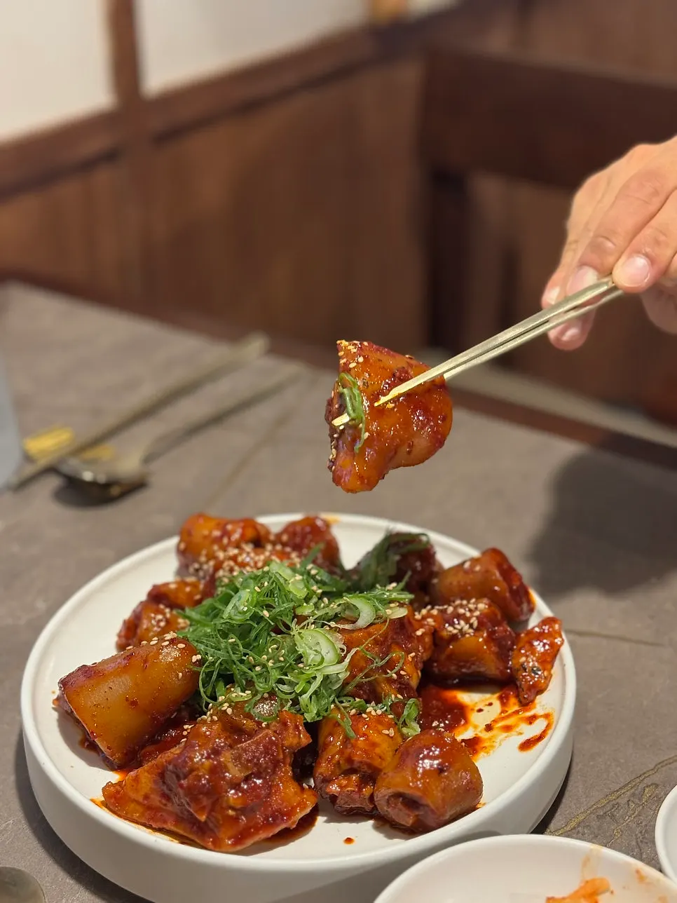 A plate of Anok's pork tail jjim