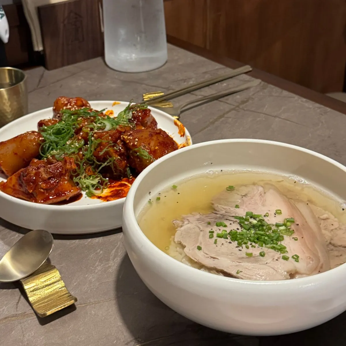 A full spread of Korean food eaten at Anok