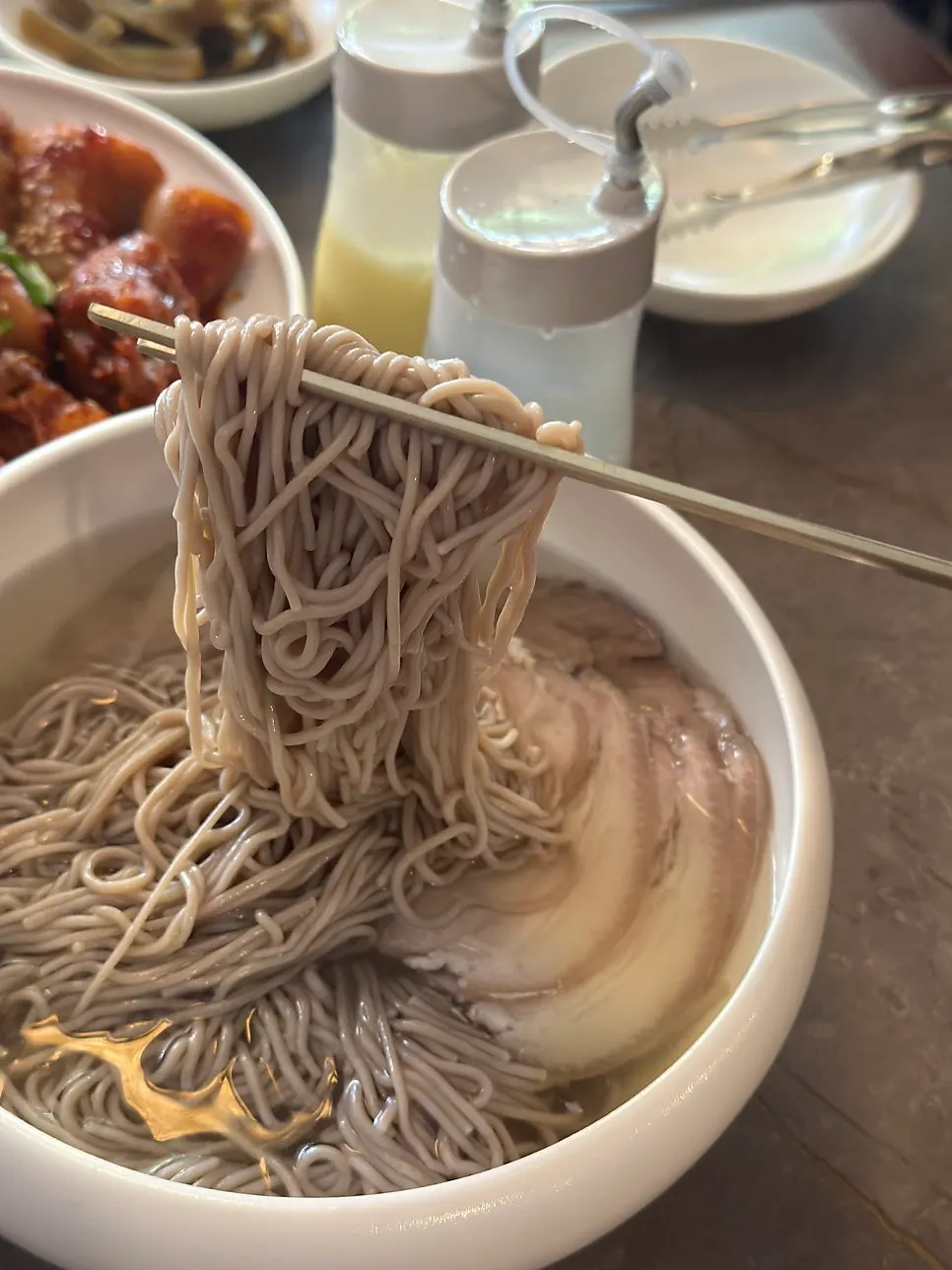 Noodles and broth of Anok's Pyongyang naengmyeon