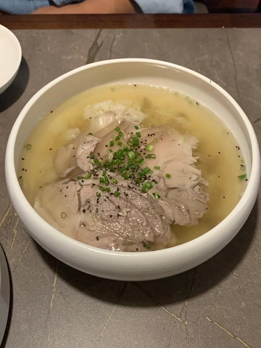 Clear pork gomtang with large chunks of meat