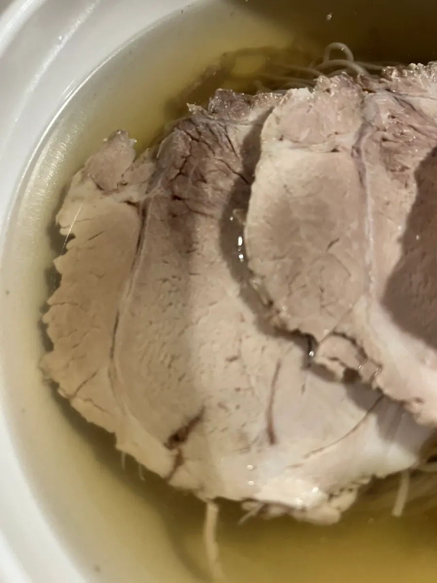 Close-up of a soup dish at Anok