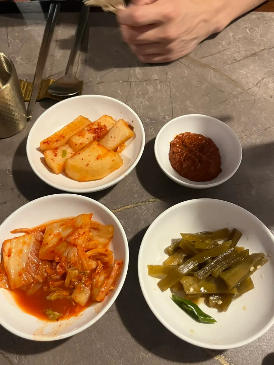 Basic table setting and side dishes at Anok