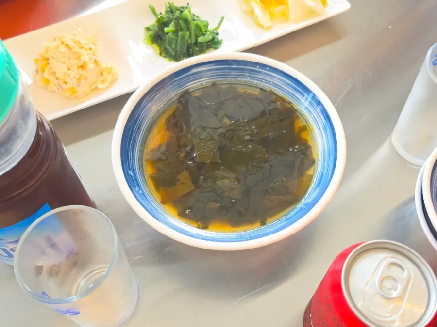 Banchan served with sashimi