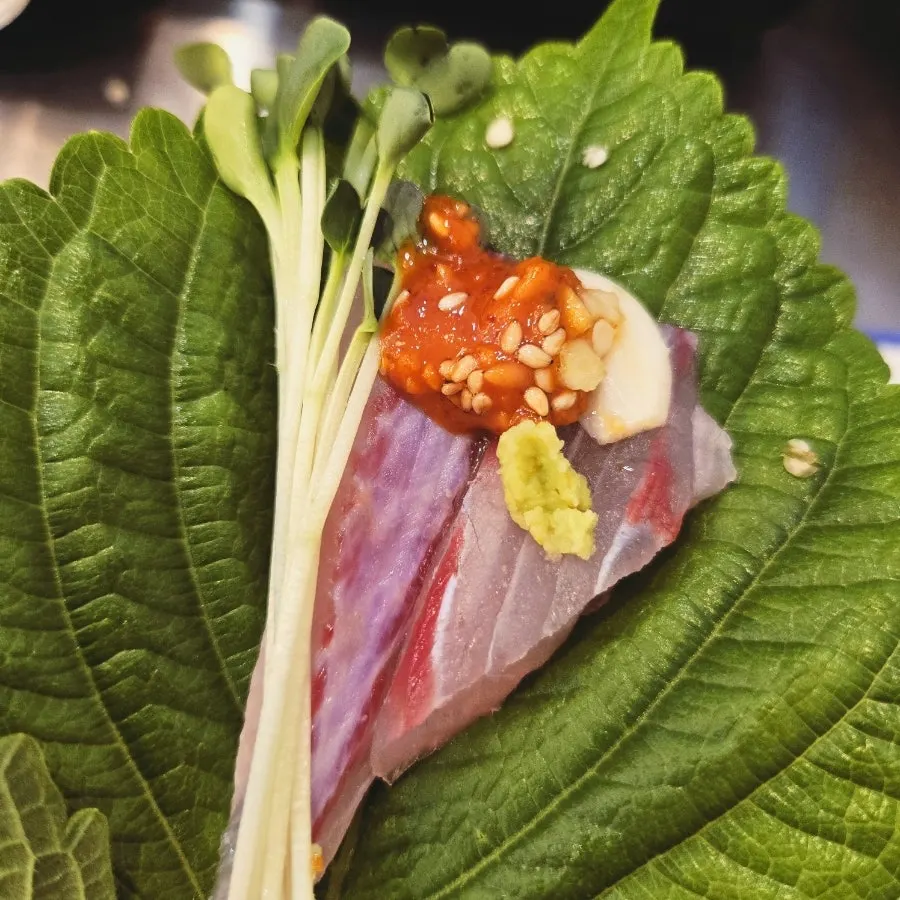 Seasonal sashimi platter with flounder, rockfish, and salmon