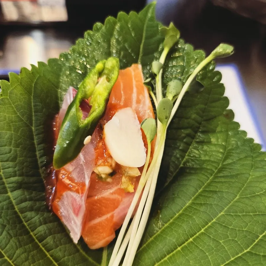 Thickly cut seasonal sashimi