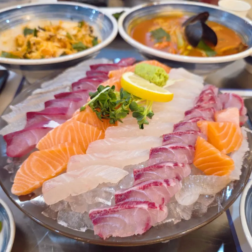 Plate of fresh assorted sashimi