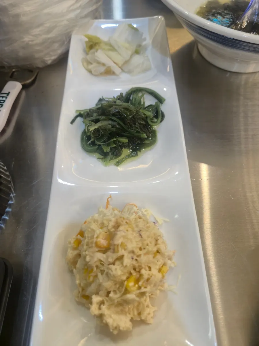Banchan served with sashimi