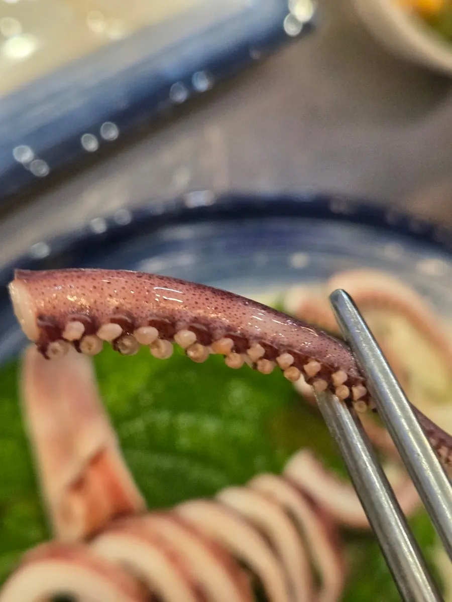 Body and tentacle meat from the whole steamed squid