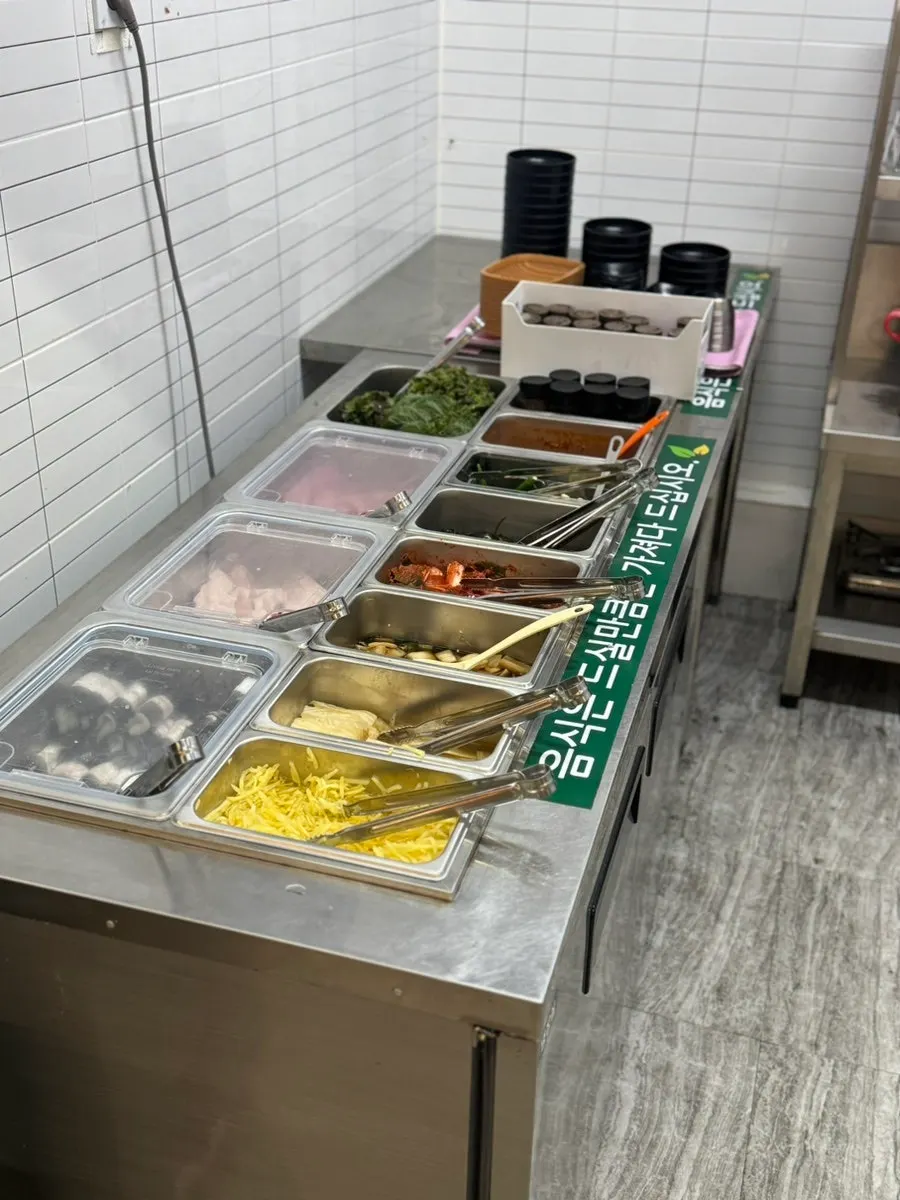 A plate portioned from the self-serve corner
