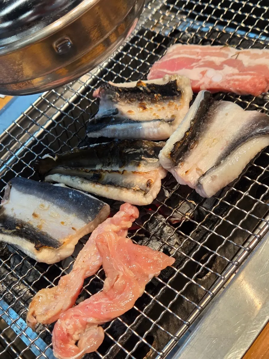 Freshwater eel placed on the grill