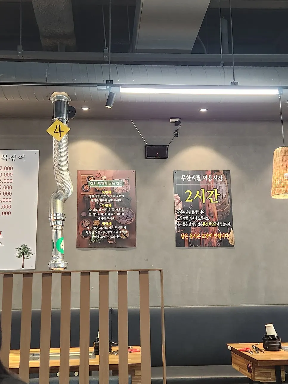 Instructions on the wall for grilling eel