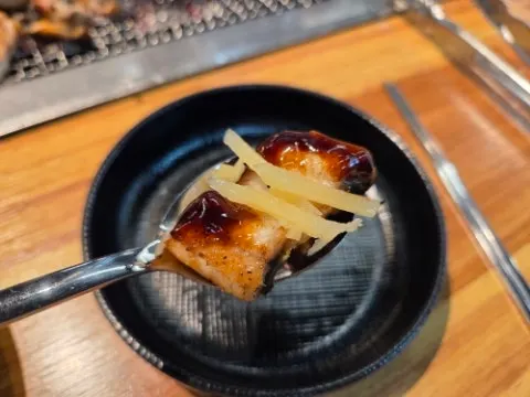 Eel grilled crisp outside and tender inside
