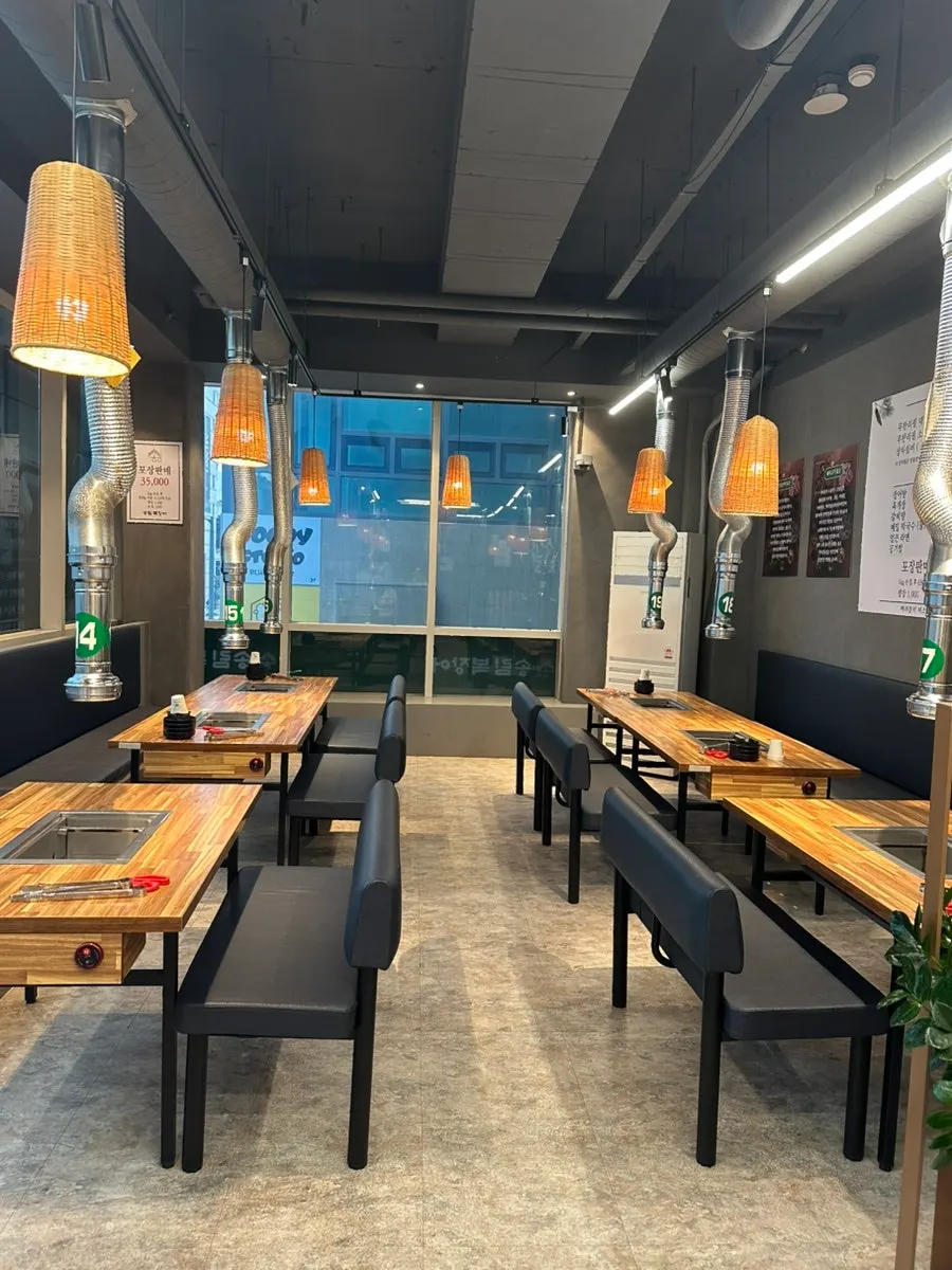 Spacious restaurant interior and table layout