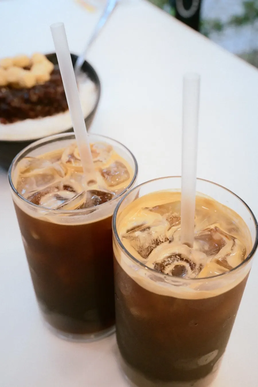 Iced Americano topped with crema