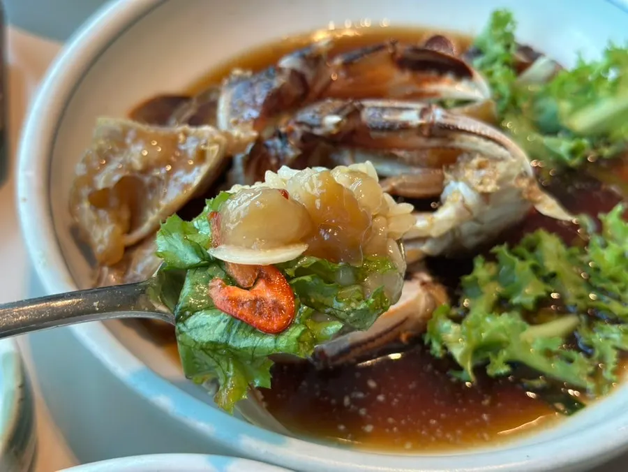 Soy-marinated crab from the Jeju golden crab set meal