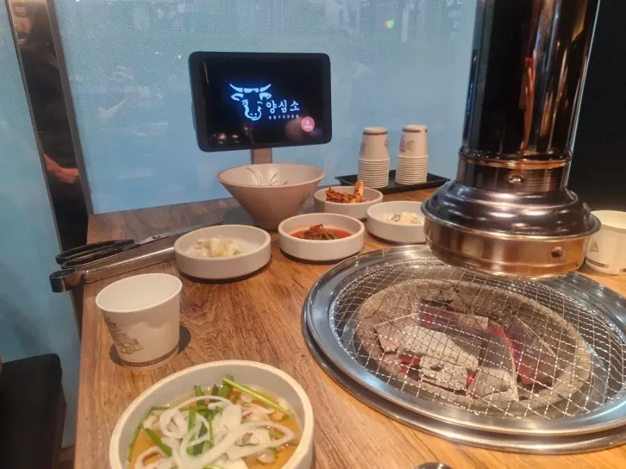 Table set with side dishes and sauces at Yangsimso